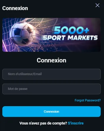 Fenêtre de connexion MyStake avec les champs nom d'utilisateur et mot de passe